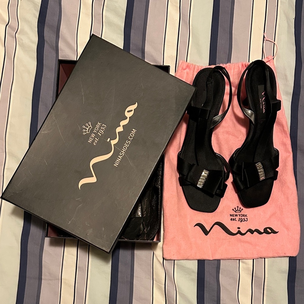 Nina Black Women's Sandals with Silver Accents